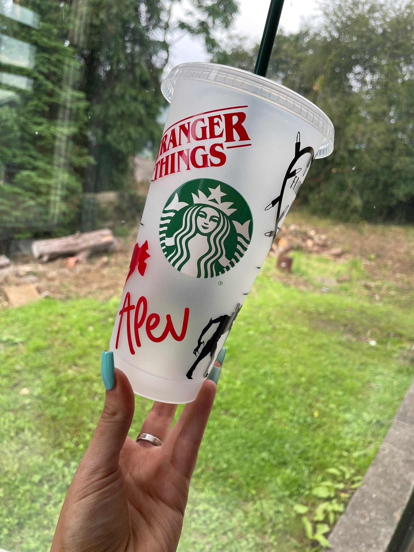 STRANGE Cold Cup | Themed Design Logo Cup Vinyl Decal | Cup With Straw | Personalised Reusable Cup