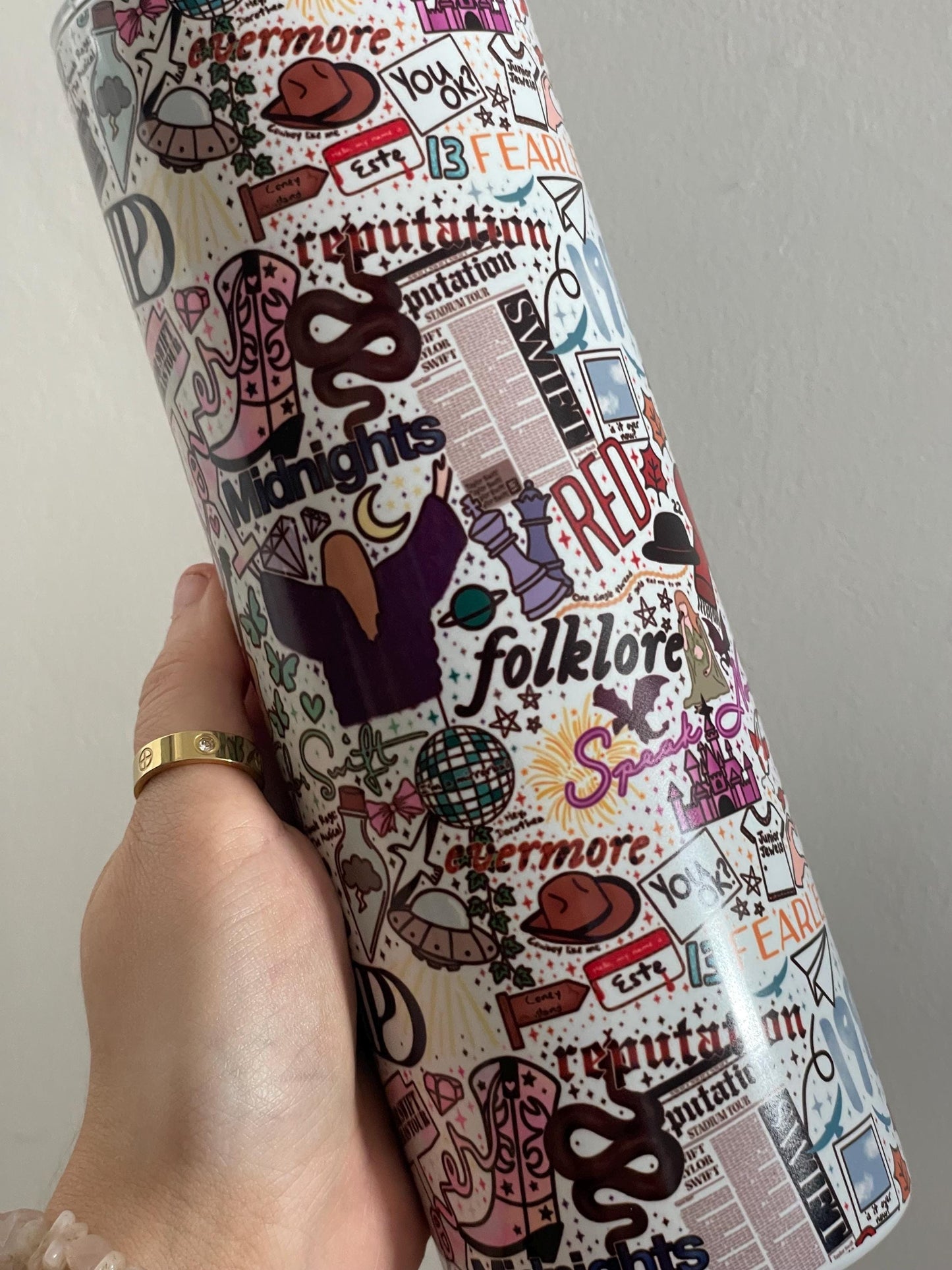 TAYLOR SWIFT TUMBLER | Eras Tour Stainless Steel Cup and Straw | Midnights Ttpd Red Lover Evermore Folklore 1989 Debut Fearless Speak Now