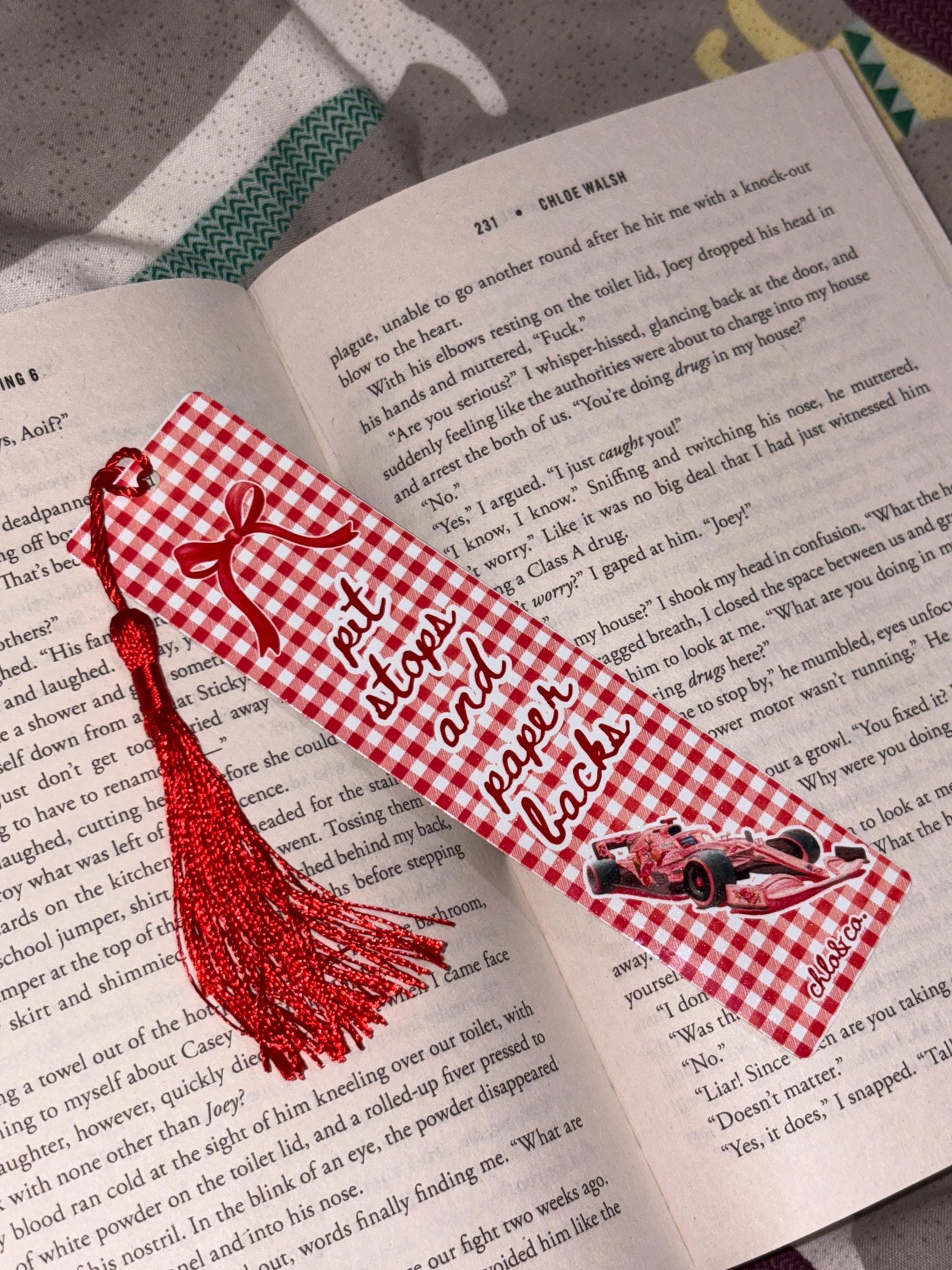 Pit Stops and Paperbacks Metal Formula 1 Bookmark with Red Tassel | Racing Romance Bookmark, BookTok Motorsport Gift F1 Coquette Gift