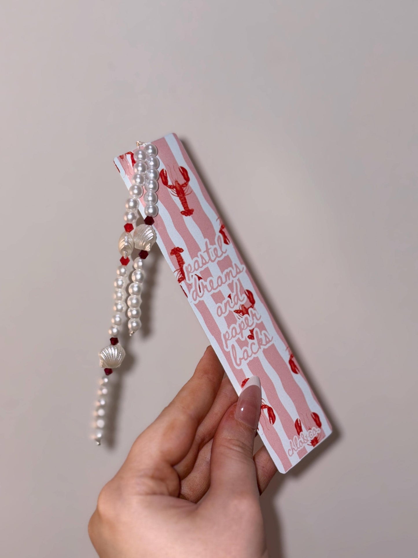 Pastel Dreams and Paperbacks Metal Bookmark with Pearl Tassel | Coastal Beach Read Romance Bookmark, Summer BookTok Gift Coquette Reader