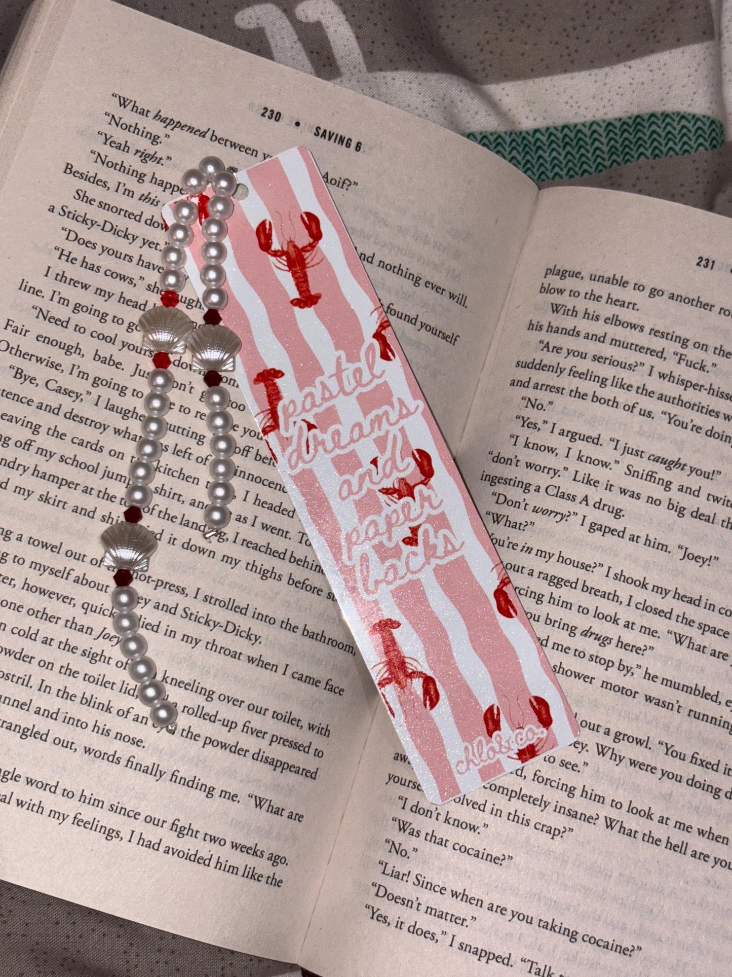 Pastel Dreams and Paperbacks Metal Bookmark with Pearl Tassel | Coastal Beach Read Romance Bookmark, Summer BookTok Gift Coquette Reader