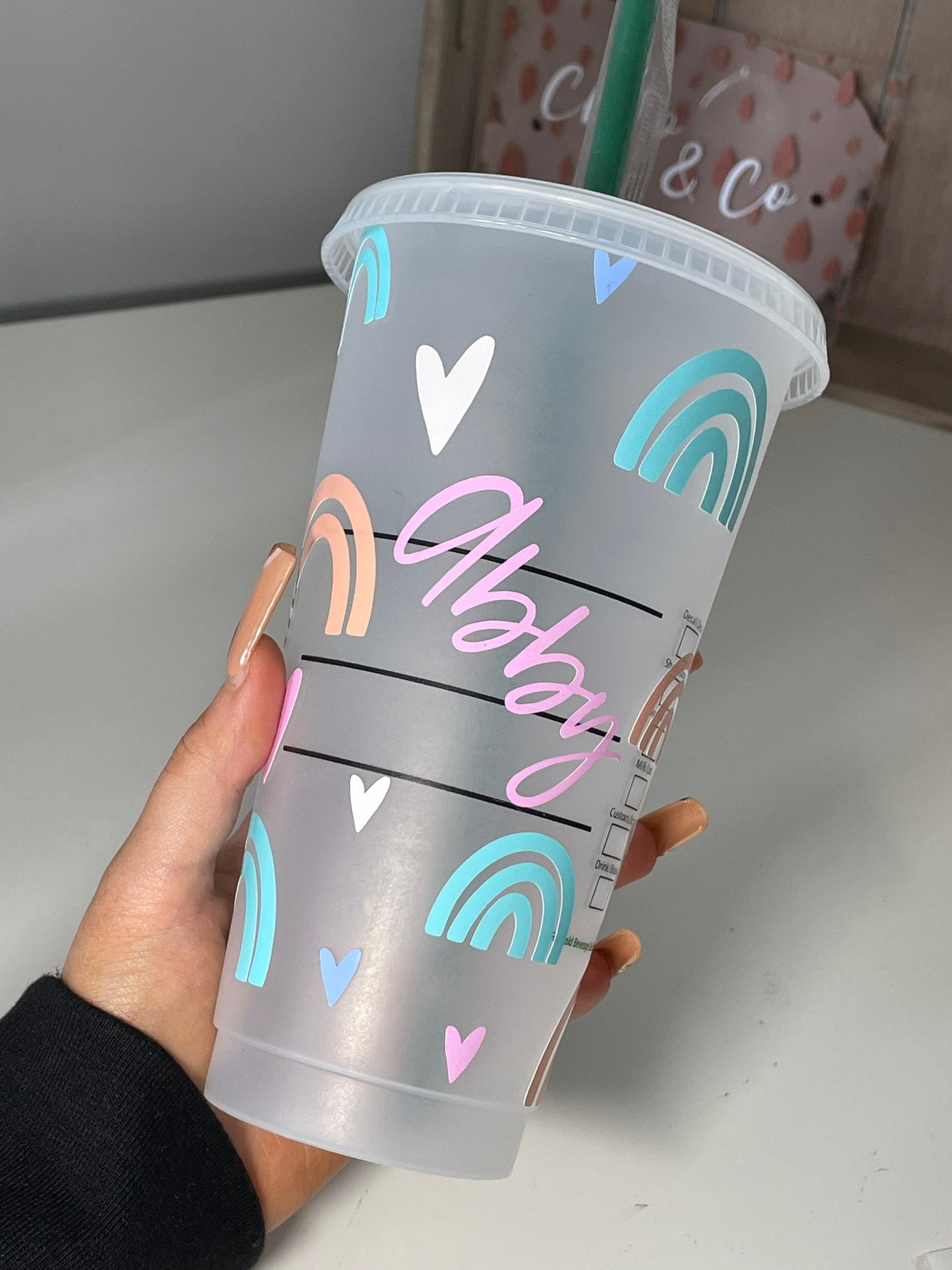 PASTEL RAINBOW Cold Cup Tumbler UK | Gifts for Her Personalised Cup | Reusable | Chlo & Co