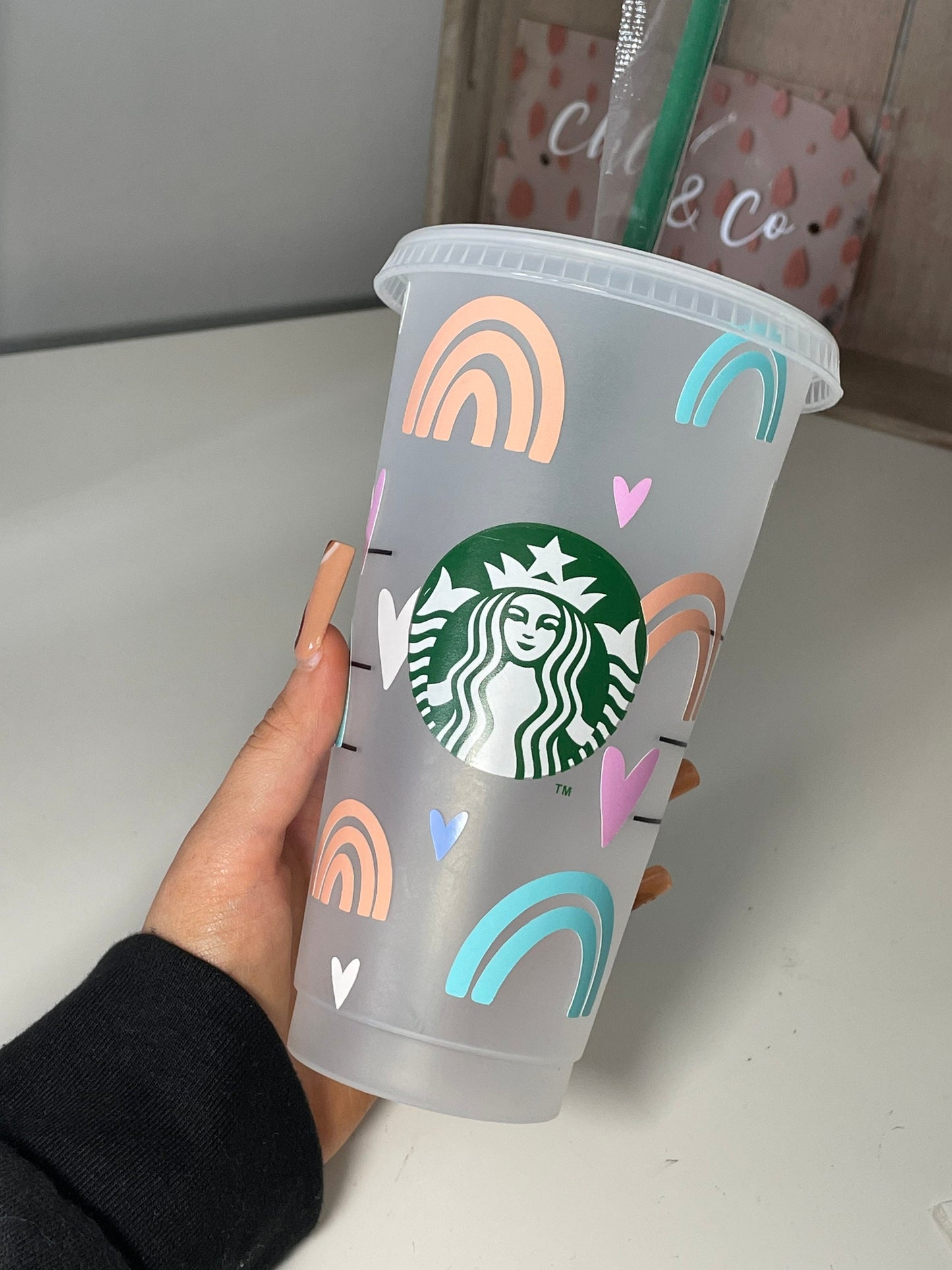 PASTEL RAINBOW Cold Cup Tumbler UK | Gifts for Her Personalised Cup | Reusable | Chlo & Co