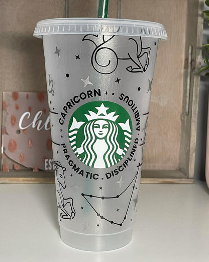 ZODIAC Cold Cup | Astrological Astrology Star Sign | Personalised Starbucks Reusable Cold Cup | Custom Sbux Tumbler