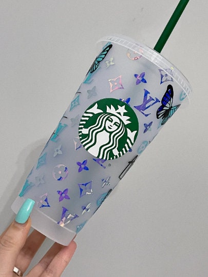 CUSTOM Cold Cup Design | Butterflies Influencer Inspired Tumbler | Reusable Tumb;er | Starbucks Cold Cup UK | Straw and Lid Included