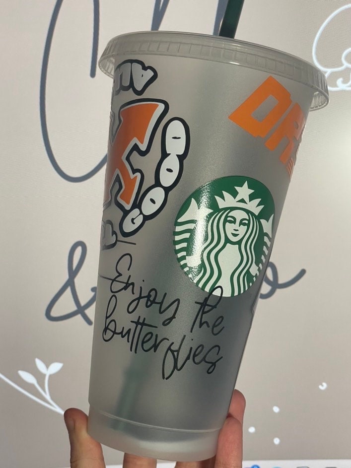 DANIEL RICCIARDO F1 Cold Cup | Personalised Formula 1 Starbucks Tumbler | DR3 Enjoy the butterflies All good All ways