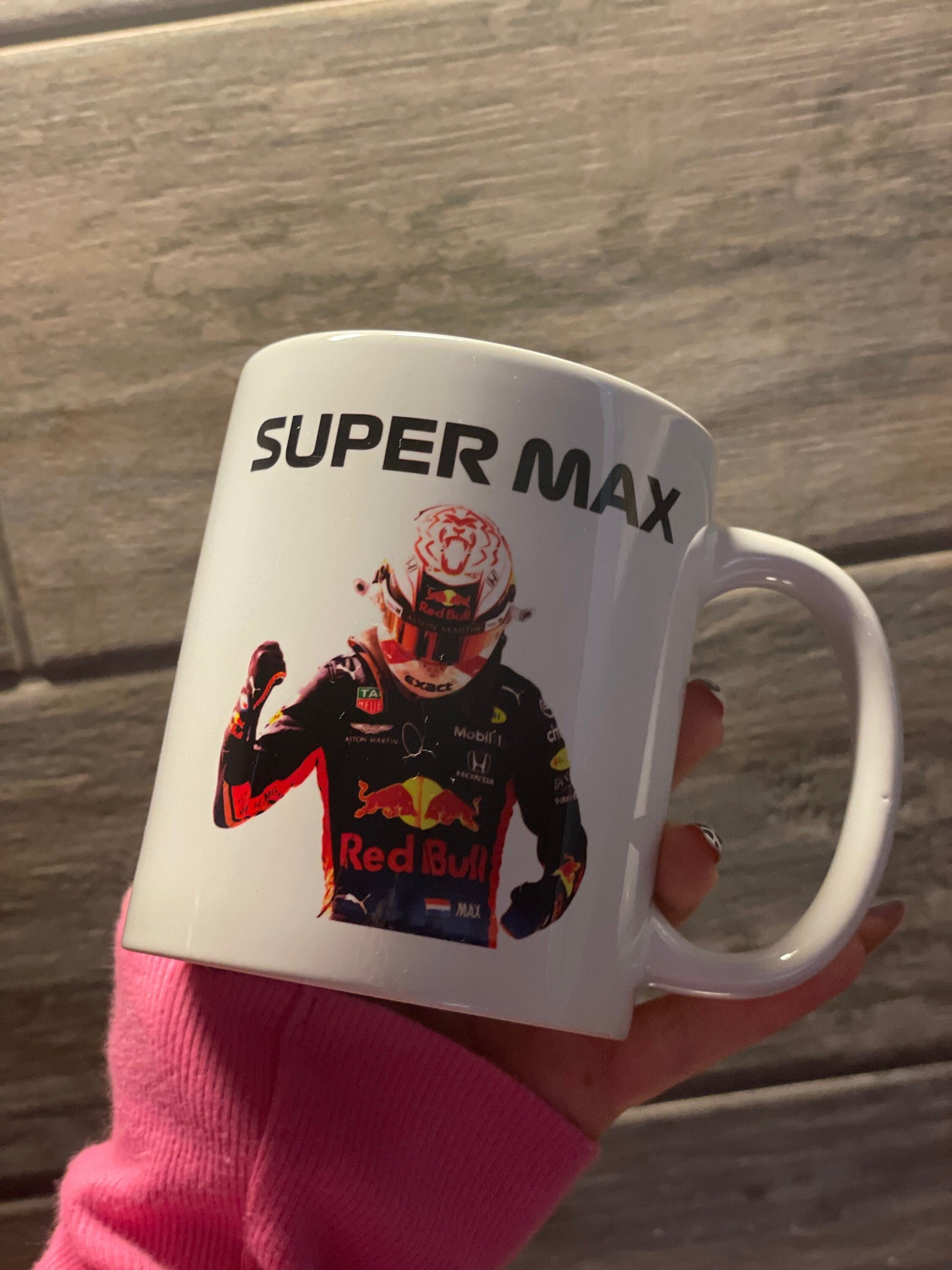 SUPER MAX F1 Mug | Max Verstappen World Champion | Red Bull Formula 1 Christian Horner Checo Perez Ceramic Cup