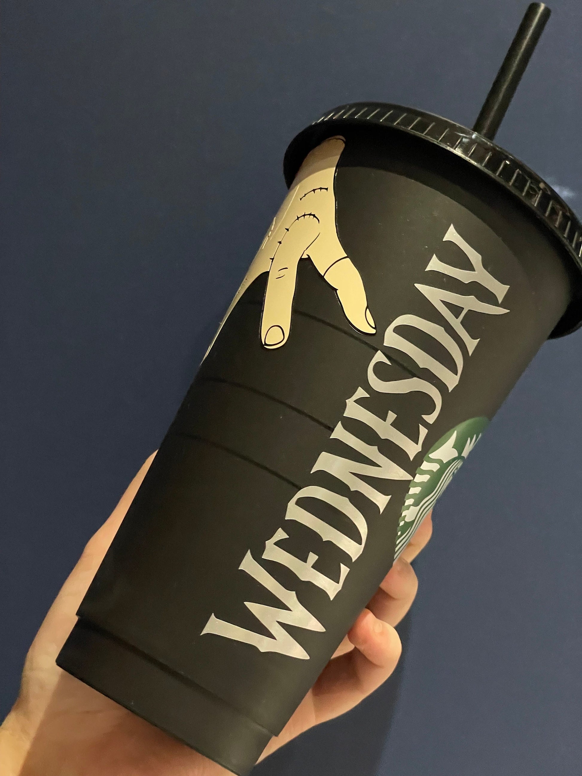 WEDNESDAY ADDAMS Custom Cold Cup UK | The Addams Family Personalised Tumbler Designs | Starbucks Cold Cups | Straw and Lid Included