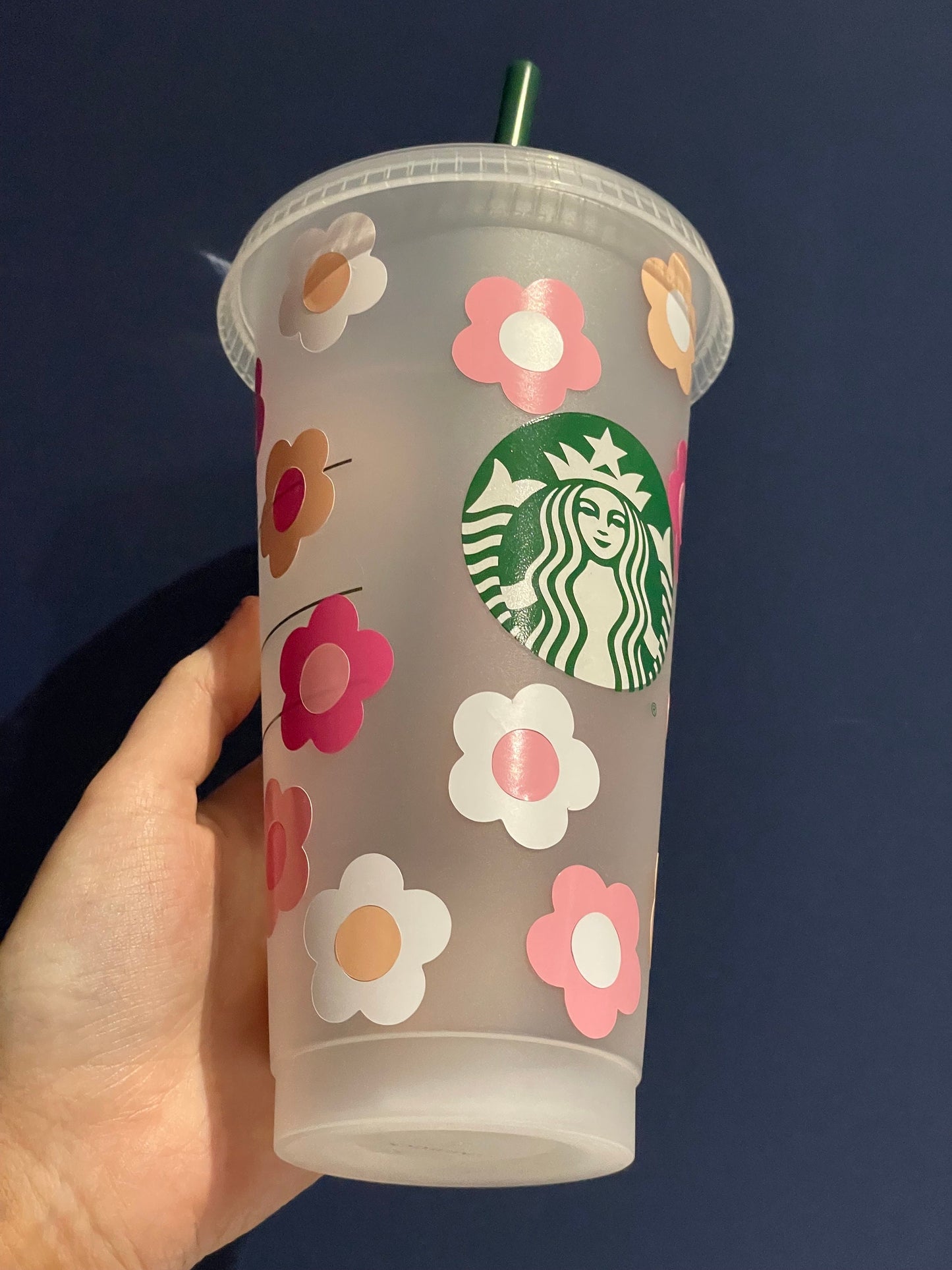 PREPPY FLOWERS Custom Cold Cup UK | Personalised Tumbler Designs | Retro Reusable Cold Cups | Straw and Lid Included