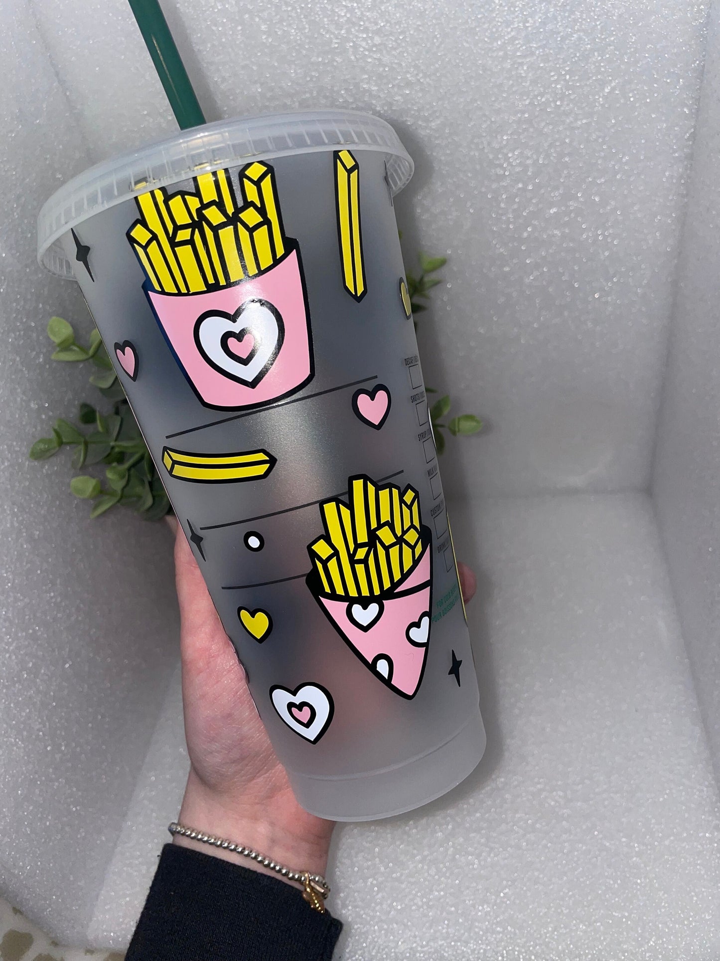 FRIES BEFORE GUYS Cold Cup | Personalised Starbucks Tumbler | Cute Preppy Anti Valentine’s Day Custom Iced Coffee Cup | Retro Y2K Funky