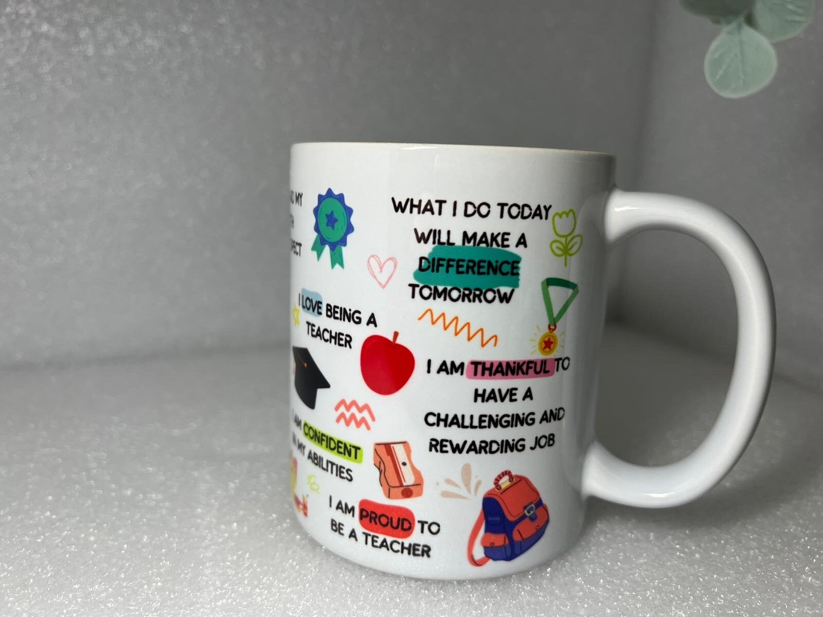 DAILY TEACHER AFFIRMATIONS Mug | Mindfulness Morning Mug Gift Motivational Mug Manifest Affirmation Mindful Teaching Present School