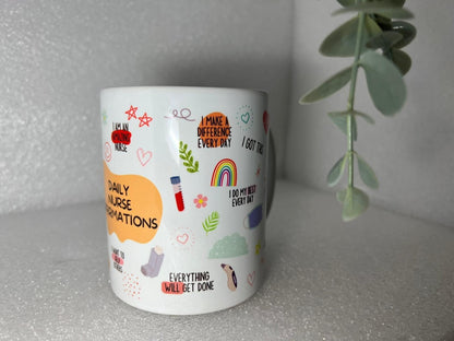 DAILY NURSE AFFIRMATIONS Mug | Mindfulness Morning Mug Gift Motivational Mug Manifest Affirmation Mindful Nursing Gift Healthcare Assistant