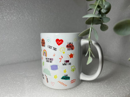 DAILY NURSE AFFIRMATIONS Mug | Mindfulness Morning Mug Gift Motivational Mug Manifest Affirmation Mindful Nursing Gift Healthcare Assistant