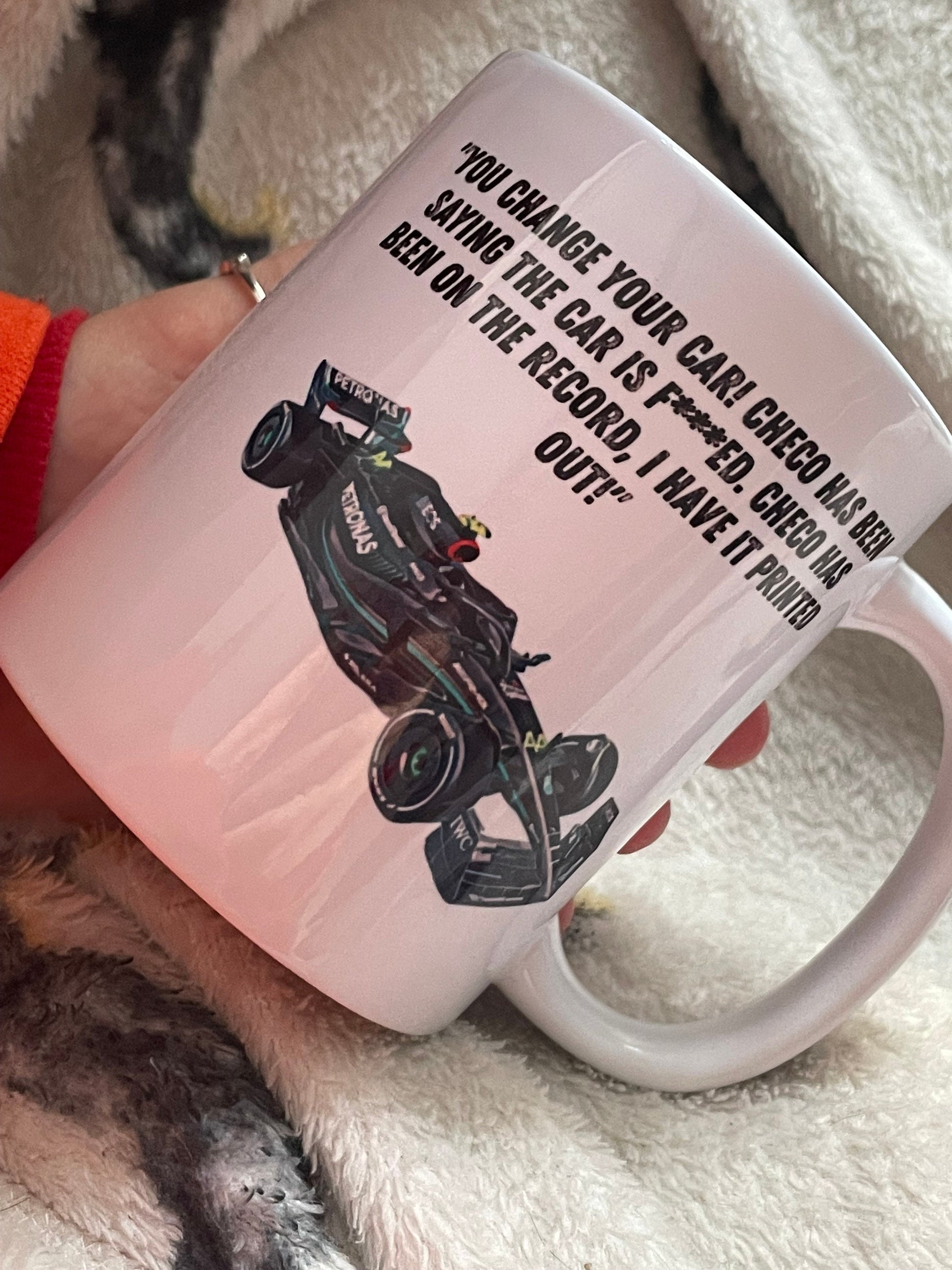 F1 HORNER & TOTO Ceramic Mug | Drive to Survive Coffee Cup | Formula 1 Car Humour Banter | Red Bull Mercedes