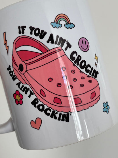 CROC ROCK Mug | Crocin' Funny Pun Coffee Cup | Shoe Humour Ceramic Custom Mug