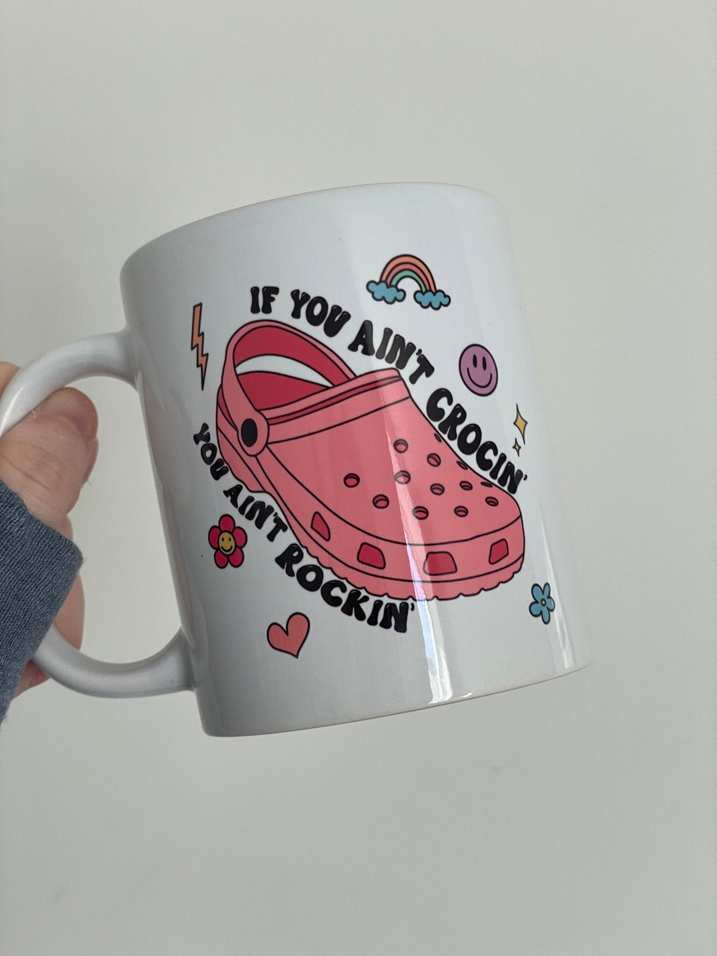 CROC ROCK Mug | Crocin' Funny Pun Coffee Cup | Shoe Humour Ceramic Custom Mug