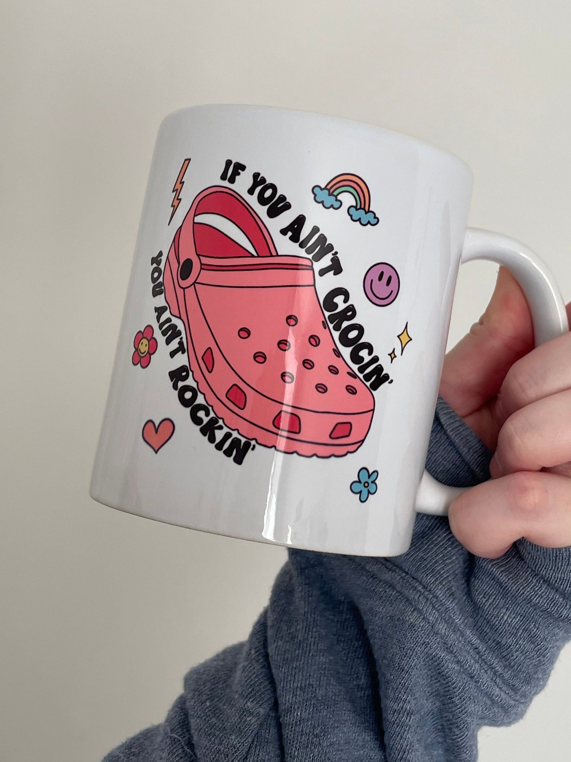 CROC ROCK Mug | Crocin' Funny Pun Coffee Cup | Shoe Humour Ceramic Custom Mug