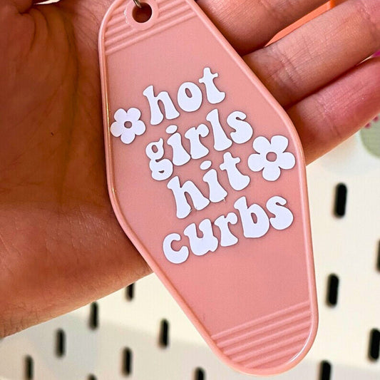 HOT GIRLS MOTEL Keyring | Hot Girls Hit Curbs Hotel Keychain | Cute Personalised Car Key Accessories Retro Hotel Room Keys