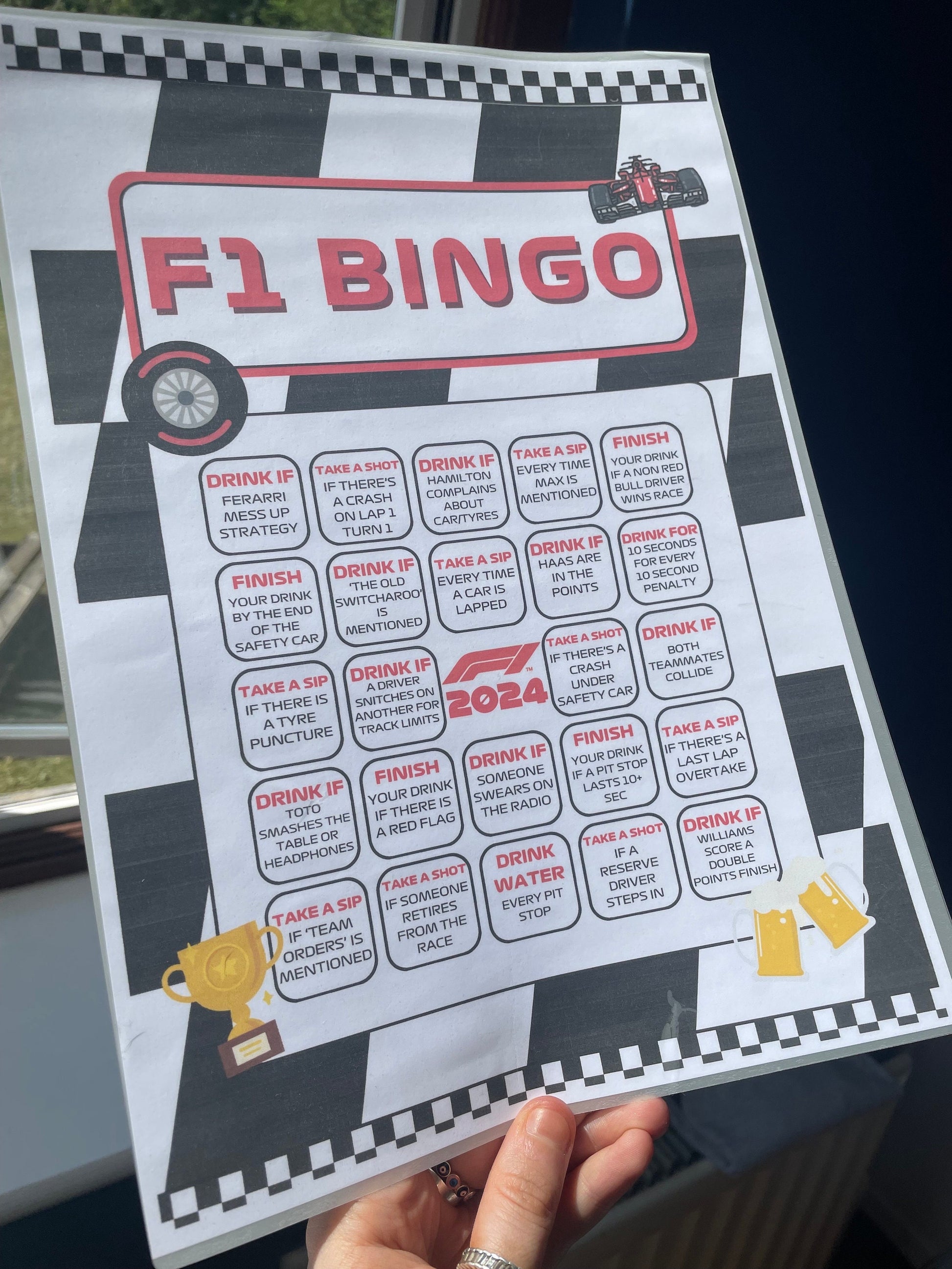 F1 DRINK GAME | Formula 1 Drinking Party Race Weekend Novelty | Digital Download Instant PDF Game Night Formula One Fan Bingo Drink If