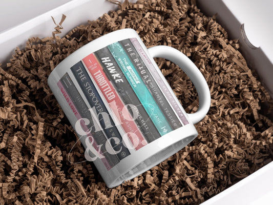 CUSTOM BOOK STACK Mug | Book Lover Coffee Tea Bookshelf Personalised Favourite Books | Book Club Romance Fantasy Bookworm Bookish Reader