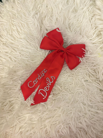 Custom EIHL NHL Team Hair Bow | Personalised Hockey Bow with Team Colours & Diamanté Name Beads | Player Girlfriend Gift | Rink Accessories