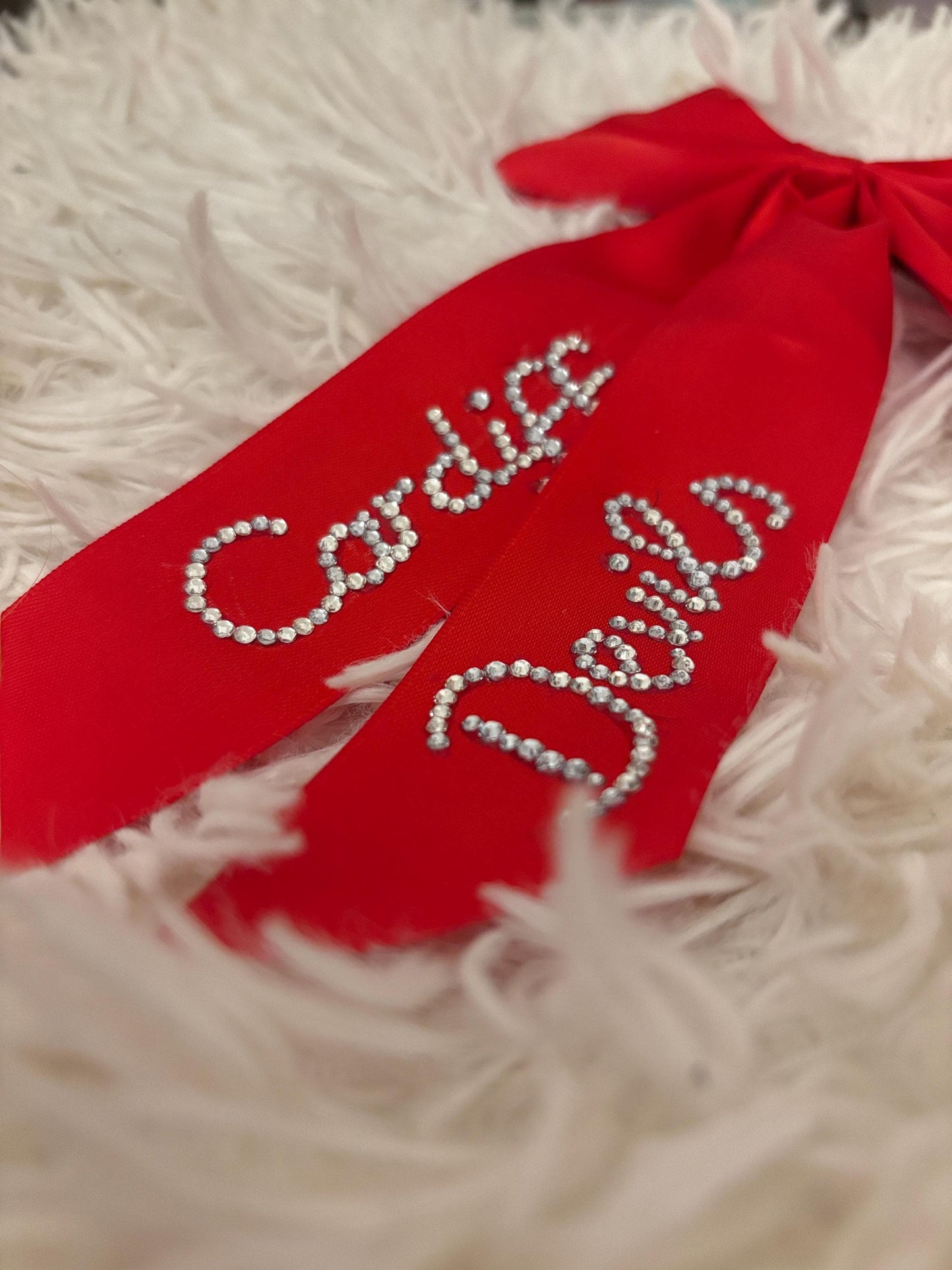 Custom EIHL NHL Team Hair Bow | Personalised Hockey Bow with Team Colours & Diamanté Name Beads | Player Girlfriend Gift | Rink Accessories