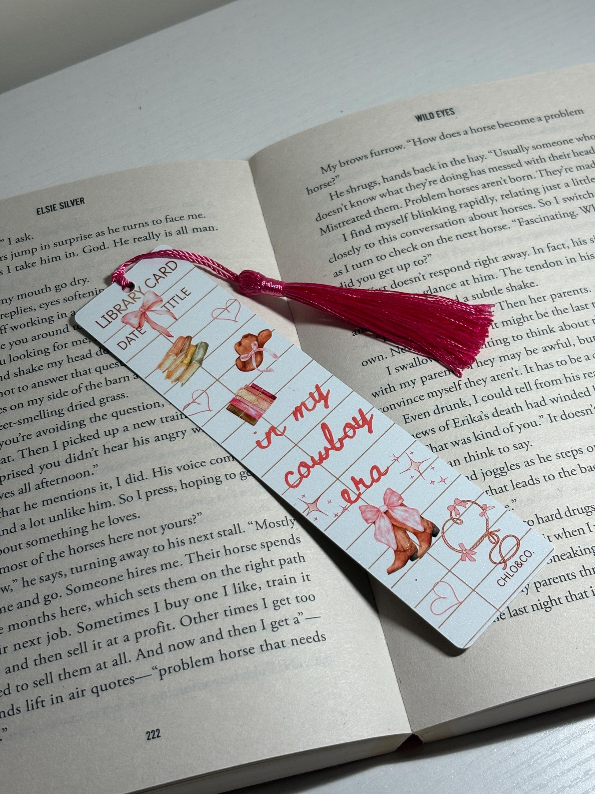 In My Cowboy Era Metal Bookmark with Tassel | Western Cowgirl Boots Bows | Country Romance Reader Bookish Gift
