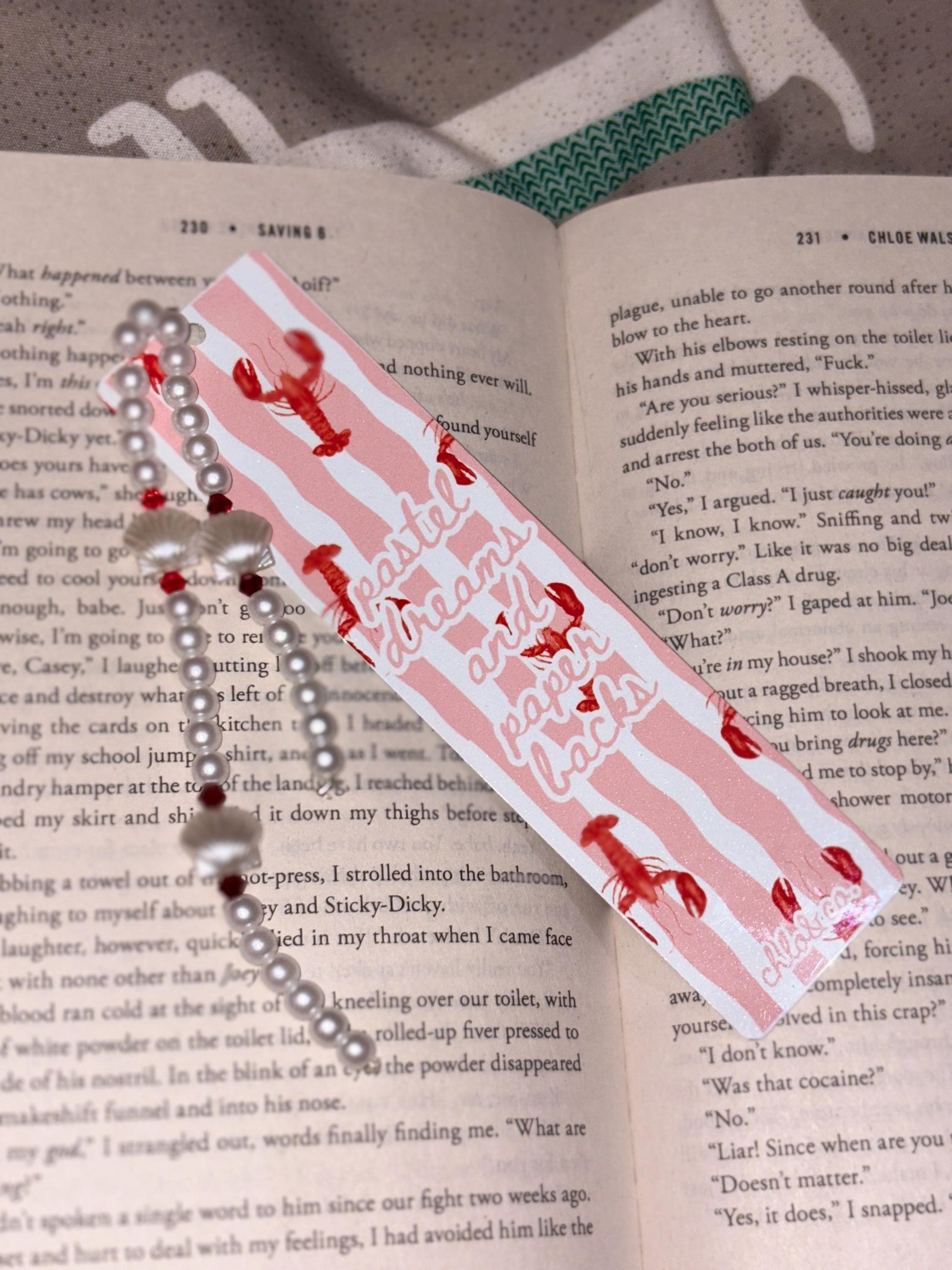 Pastel Dreams and Paperbacks Metal Bookmark with Pearl Tassel | Coastal Beach Read Romance Bookmark, Summer BookTok Gift Coquette Reader