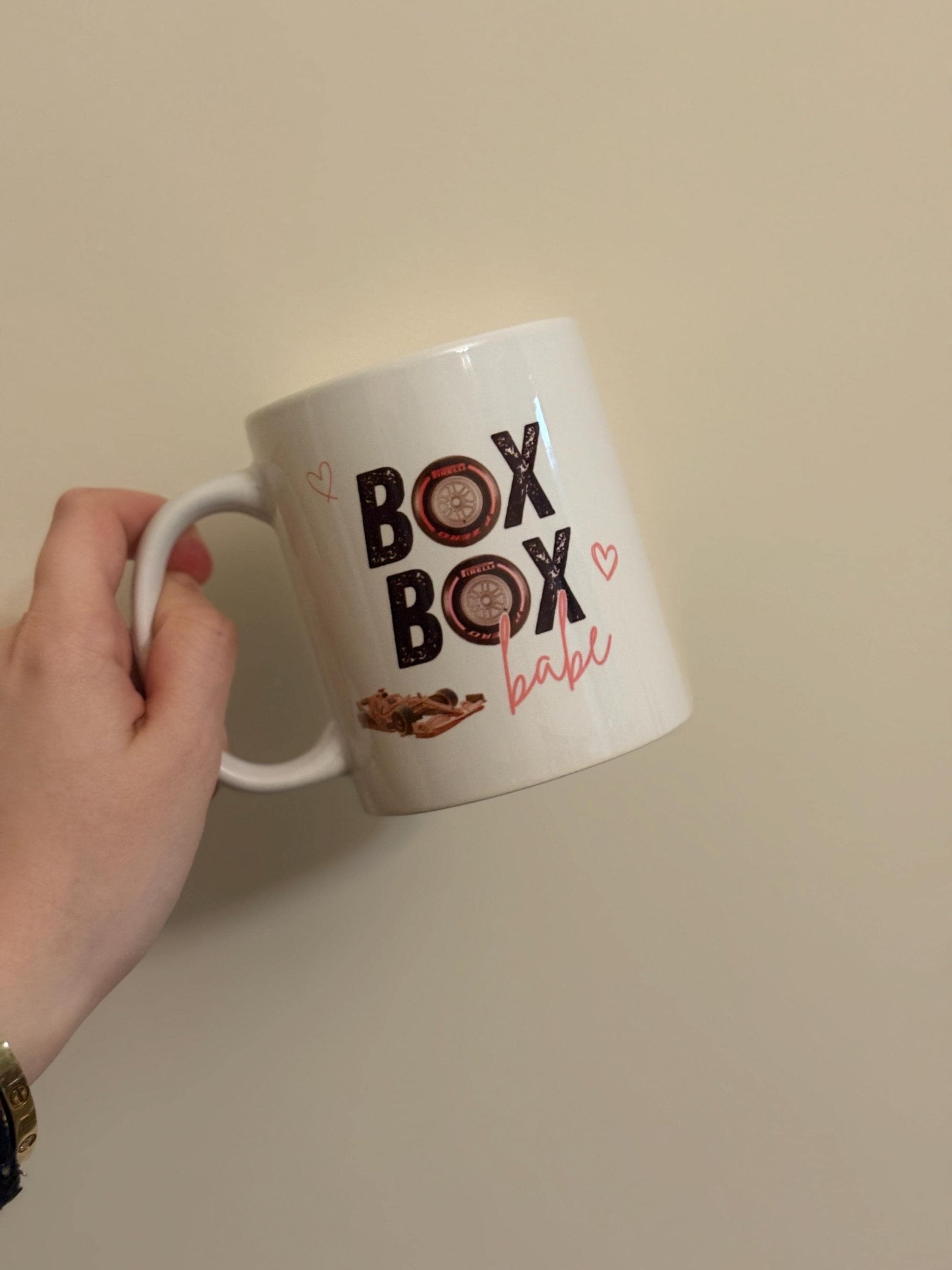 Box Box Babe Mug | Smut & Speed F1 Inspired Mug | Spicy Bookish Gift | Formula 1 Booktok Mug | F1 Mug for Romance Readers