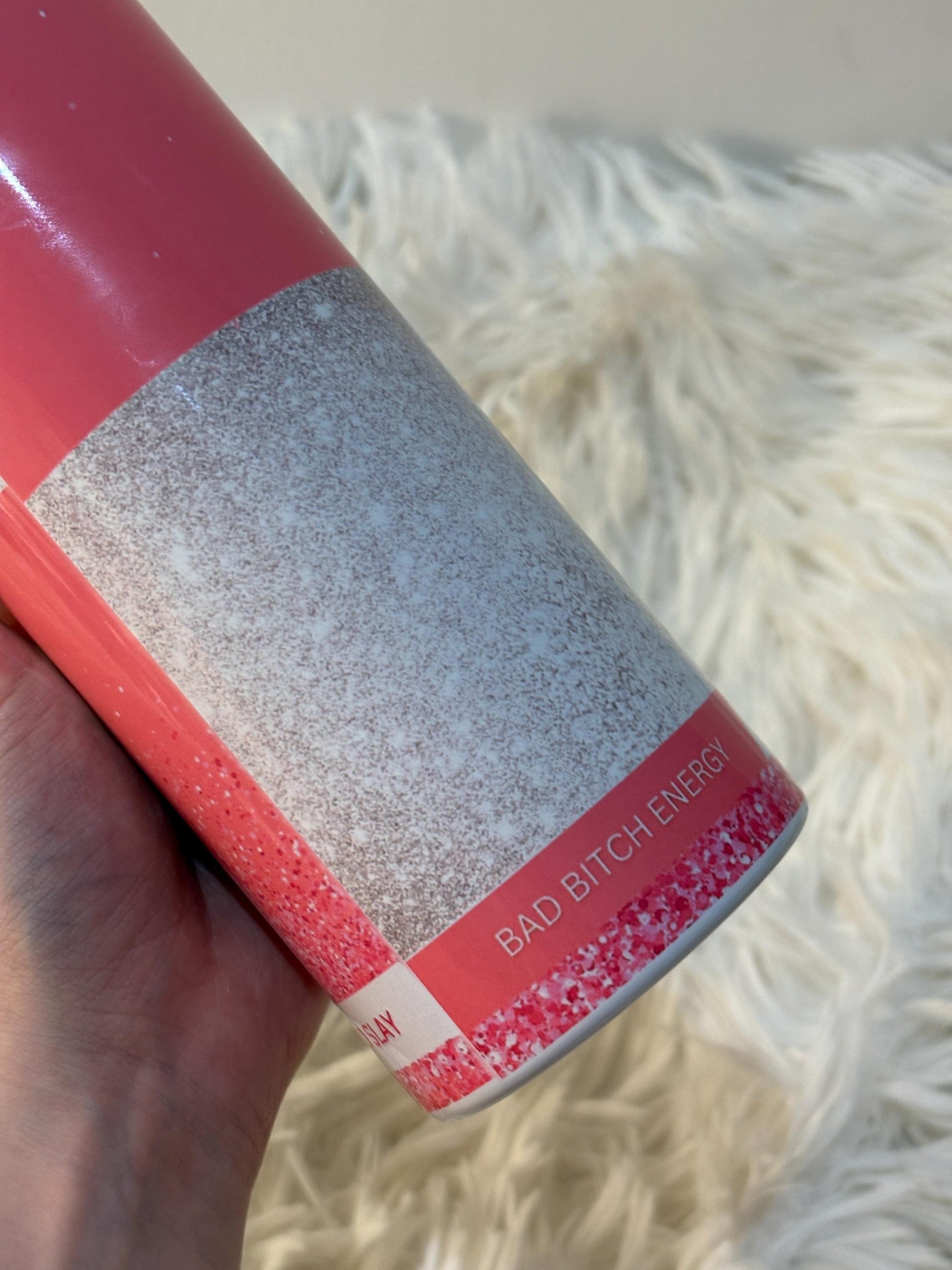 Pink and Silver Glitter Red Bull Inspired Stainless Steel Tumbler with Lid and Straw | Glitter Energy Drink Cup | Custom Gift for Her