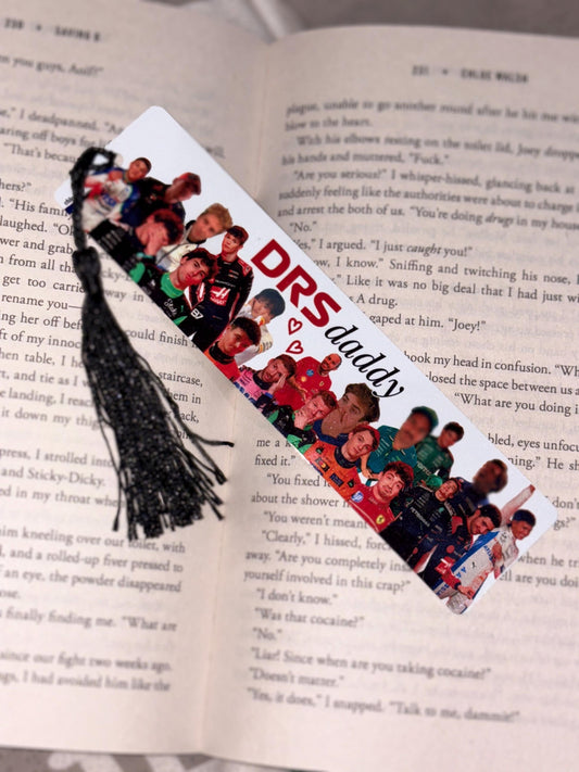 DRS Daddy Formula 1 Metal Bookmark with Tassel | Funny F1 Gift for Book Lovers, Motorsport Romance Bookmark, BookTok Accessories