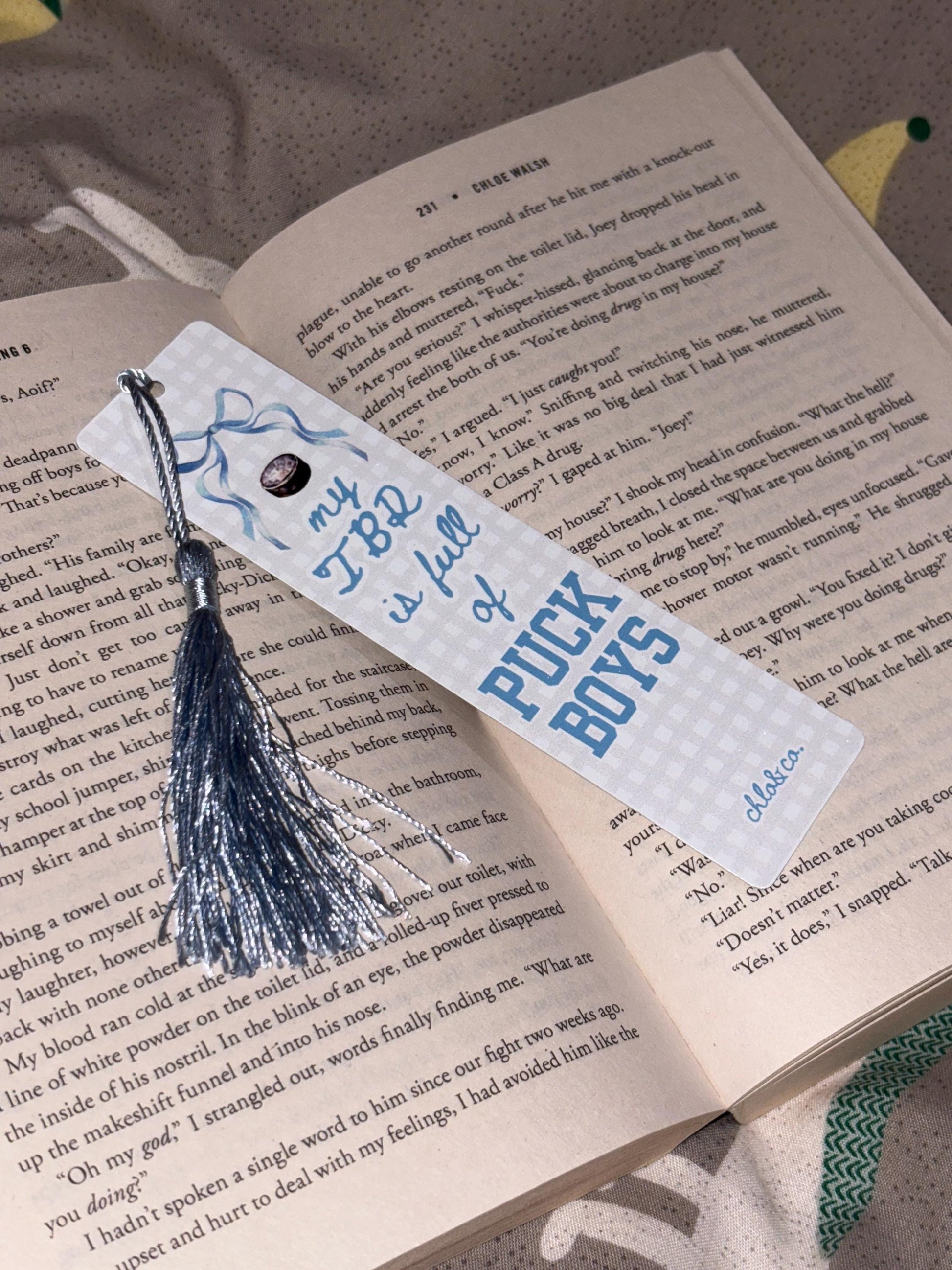 My TBR is Full of Puck Boys Metal Bookmark with Silver Tassel | Ice Hockey Romance Sports Bookmark, BookTok Gift for Readers