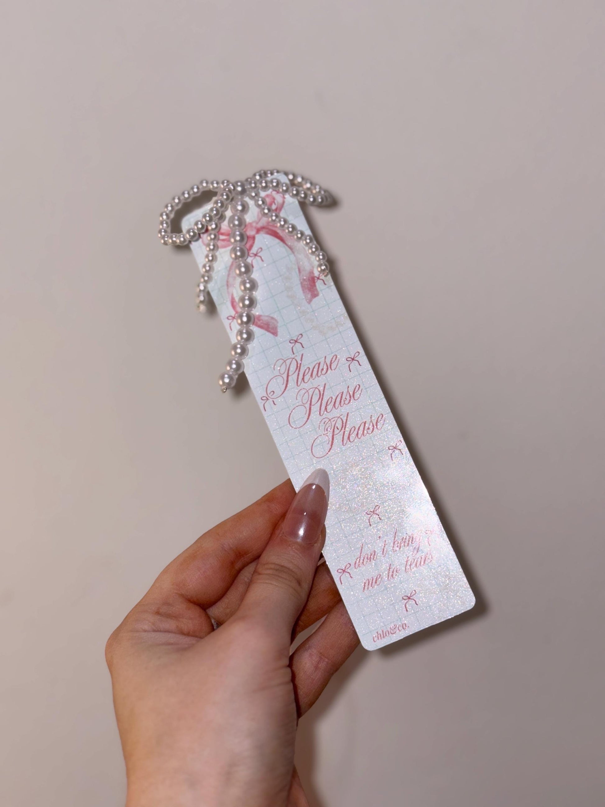 Please Please Please Metal Coquette Bookmark with Pearl Tassel | Sabrina Carpenter Inspired Romance, BookTok Aesthetic Short n Sweet Tour
