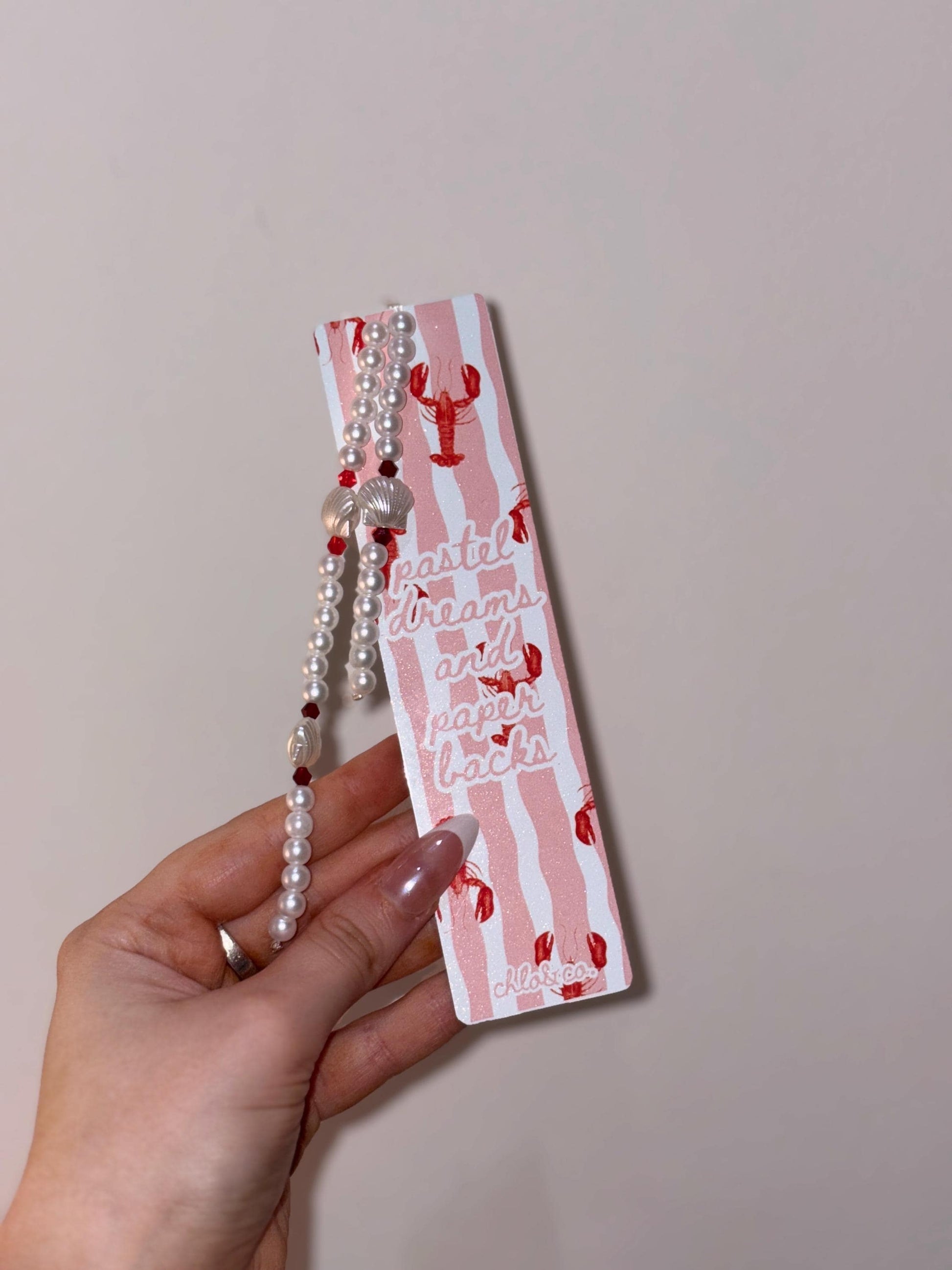 Pastel Dreams and Paperbacks Metal Bookmark with Pearl Tassel | Coastal Beach Read Romance Bookmark, Summer BookTok Gift Coquette Reader