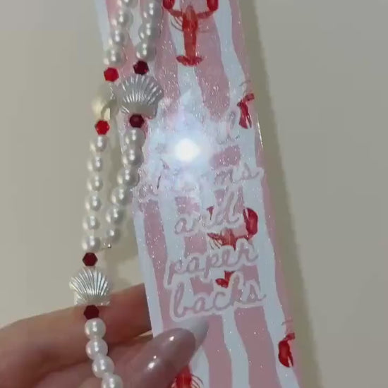 Pastel Dreams and Paperbacks Metal Bookmark with Pearl Tassel | Coastal Beach Read Romance Bookmark, Summer BookTok Gift Coquette Reader
