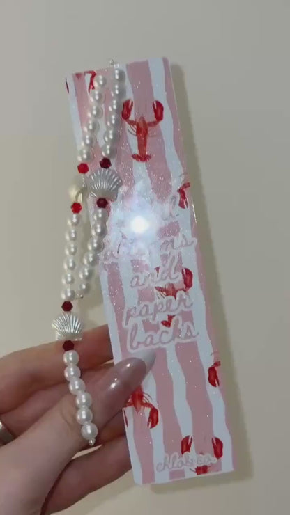 Pastel Dreams and Paperbacks Metal Bookmark with Pearl Tassel | Coastal Beach Read Romance Bookmark, Summer BookTok Gift Coquette Reader