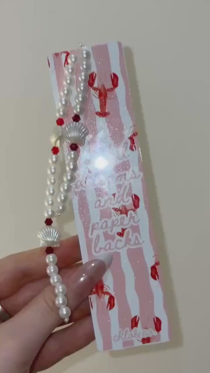 Pastel Dreams and Paperbacks Metal Bookmark with Pearl Tassel | Coastal Beach Read Romance Bookmark, Summer BookTok Gift Coquette Reader