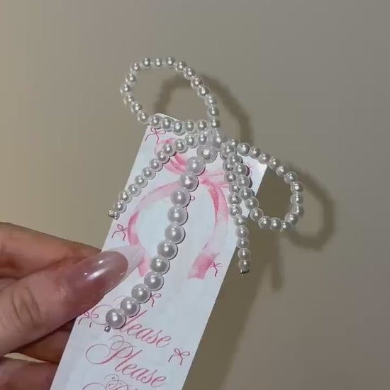 Please Please Please Metal Coquette Bookmark with Pearl Tassel | Sabrina Carpenter Inspired Romance, BookTok Aesthetic Short n Sweet Tour
